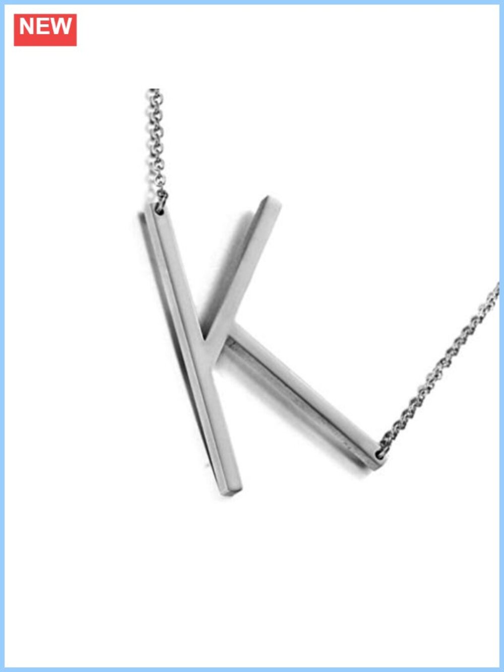 18K Gold Plated Stainless Steel Sideways Initial Pendant Necklace for Women